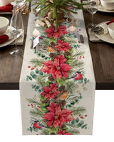 Modern Elegant Table Runner Eucalyptus Berries Robin Table