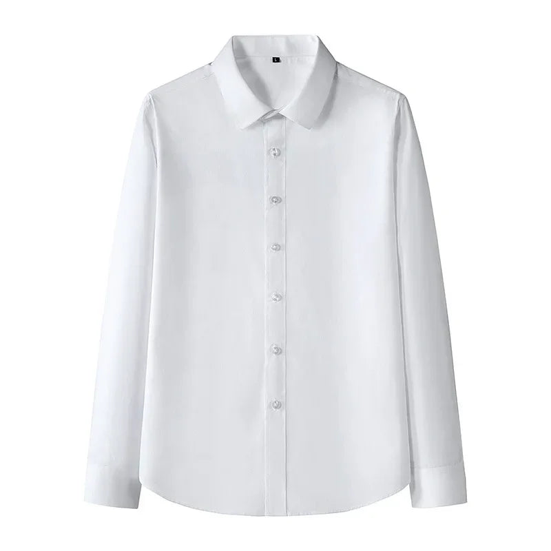 New Solid Color Men's Long-sleeved Shirt Business Casual