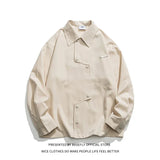 Autumn Solid Irregular Button Thin Men High Streetwear