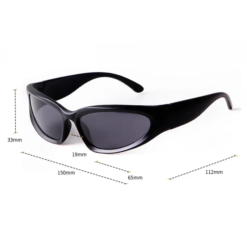 Trendy Silver Rectangle Sport Sunglasses Men Women Brand