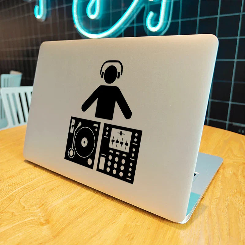 DJ Turntable Music Vinyl Laptop Sticker for Apple