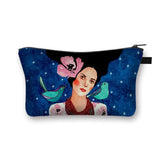 Fashion Lady Painting Print Cosmetic Bag Woman Portable Travel Makeup Storage Bags Afro Girl Cosmetic Case Lipstick Holder Bag