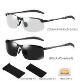 2PCS Photochromic Sunglasses Men Driving Chameleon Glasses Polarized