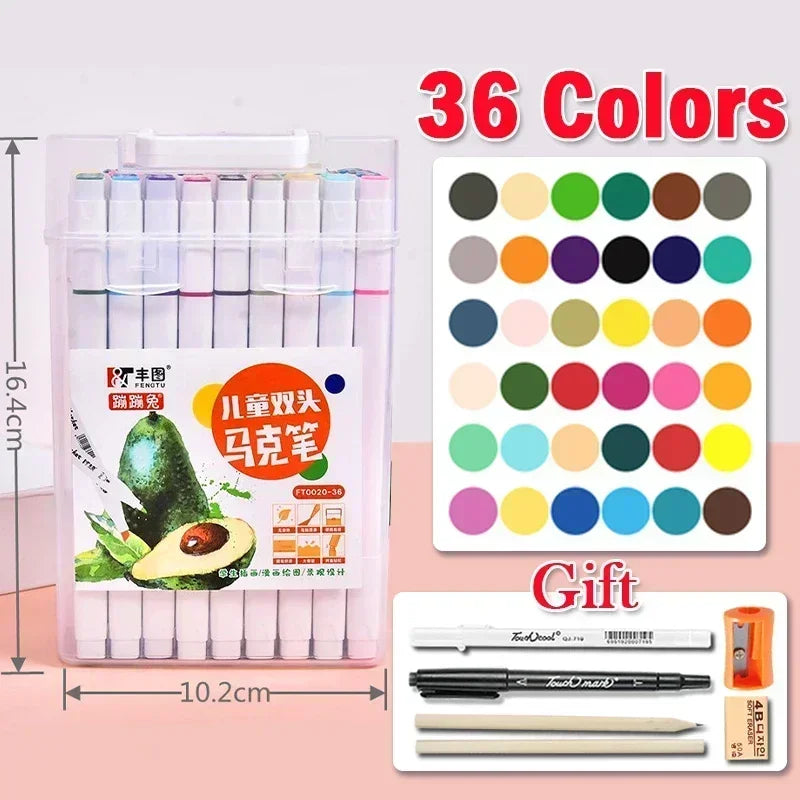 168 Color Marker Pen Set Manga Double-Headed Comic