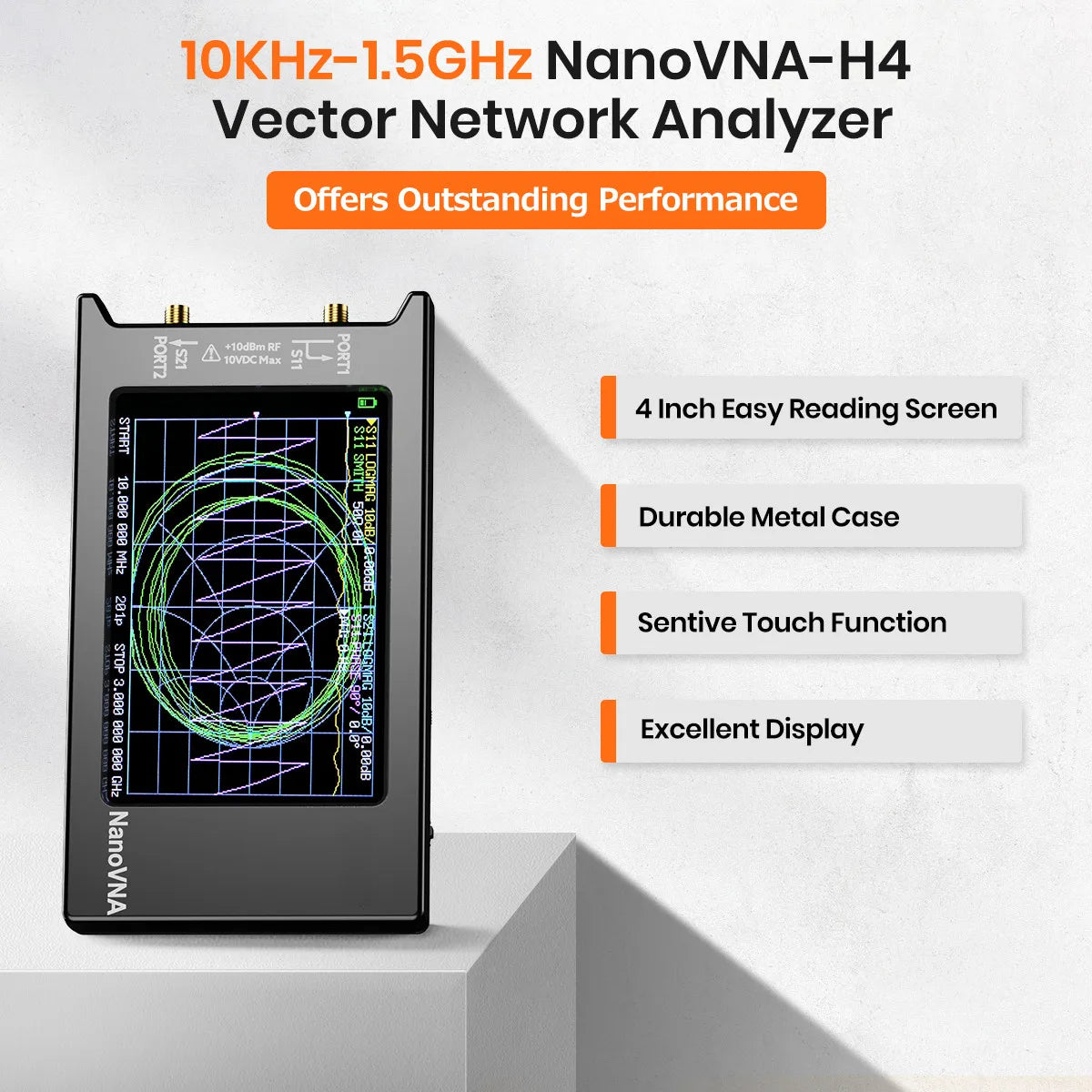 Hugen NanoVNA-H4 Vector Network Antenna Analyzer, Spectrum Analyzer,