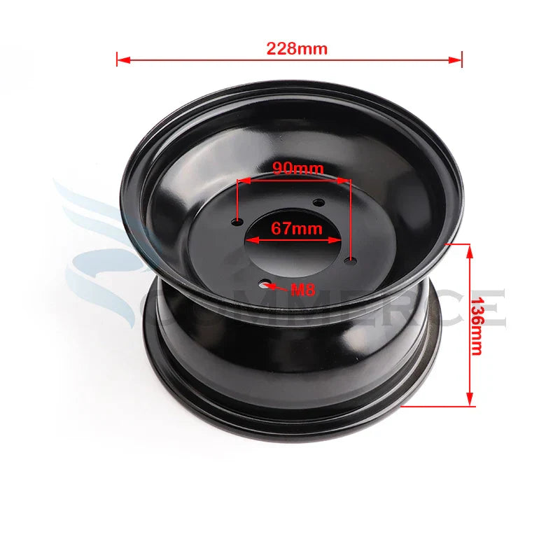 Black 8 inch Front or Rear wheel Hub