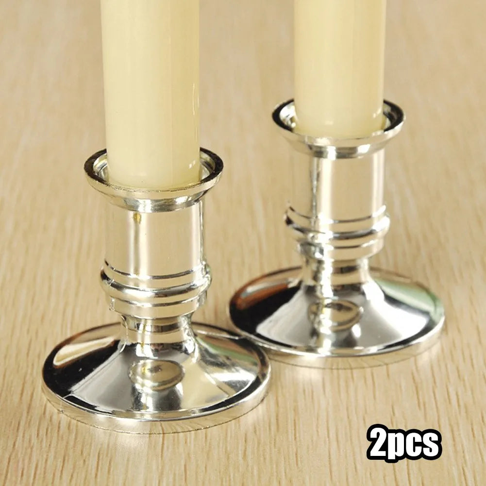 2pcs Candle Holder Candle Base Plastic Candlestick Silver