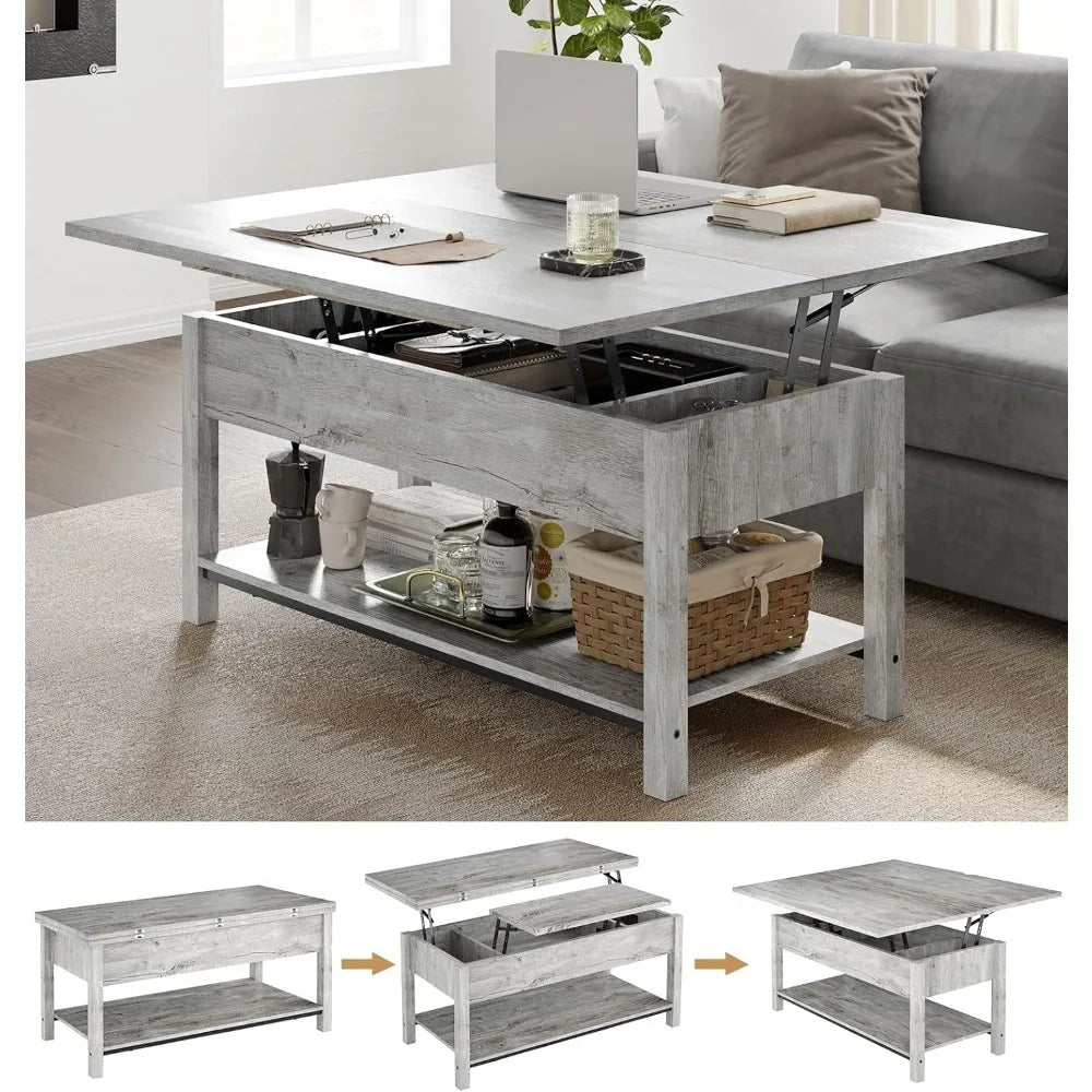 41.7" Lift Top Coffee Table - Converts to Dining Table, Gray