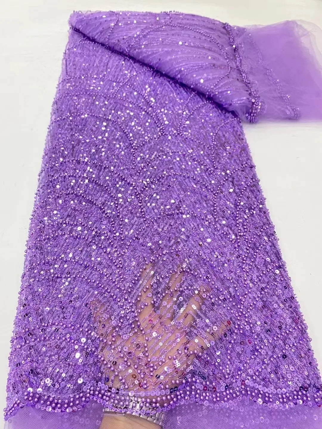 High Quality Beaded Lace Fabrics for Wedding Fabric