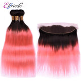 Elfriede #T1BPink Straight Ombre Colored Hair Bundles with
