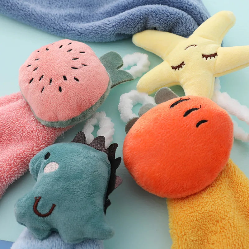 Cute Cartoon Hanging Hand Towels Soft Plush Absorbent