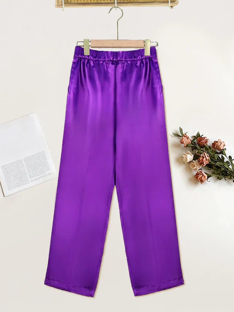 Plus Size 4XL Purple Pants High Elastic Waist