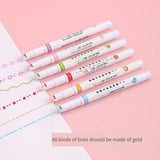 1/6Pcs/set Kawaii Flowers Line Shaped Highlighter Pens Roller