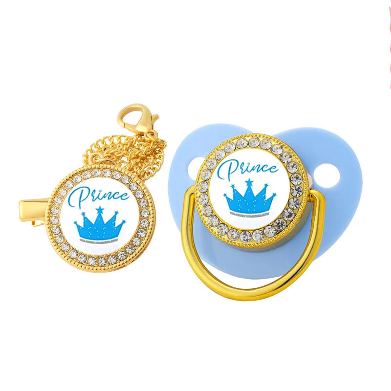 Luxury Baby Pacifier Clips Crown Princess Prince Pacifiers