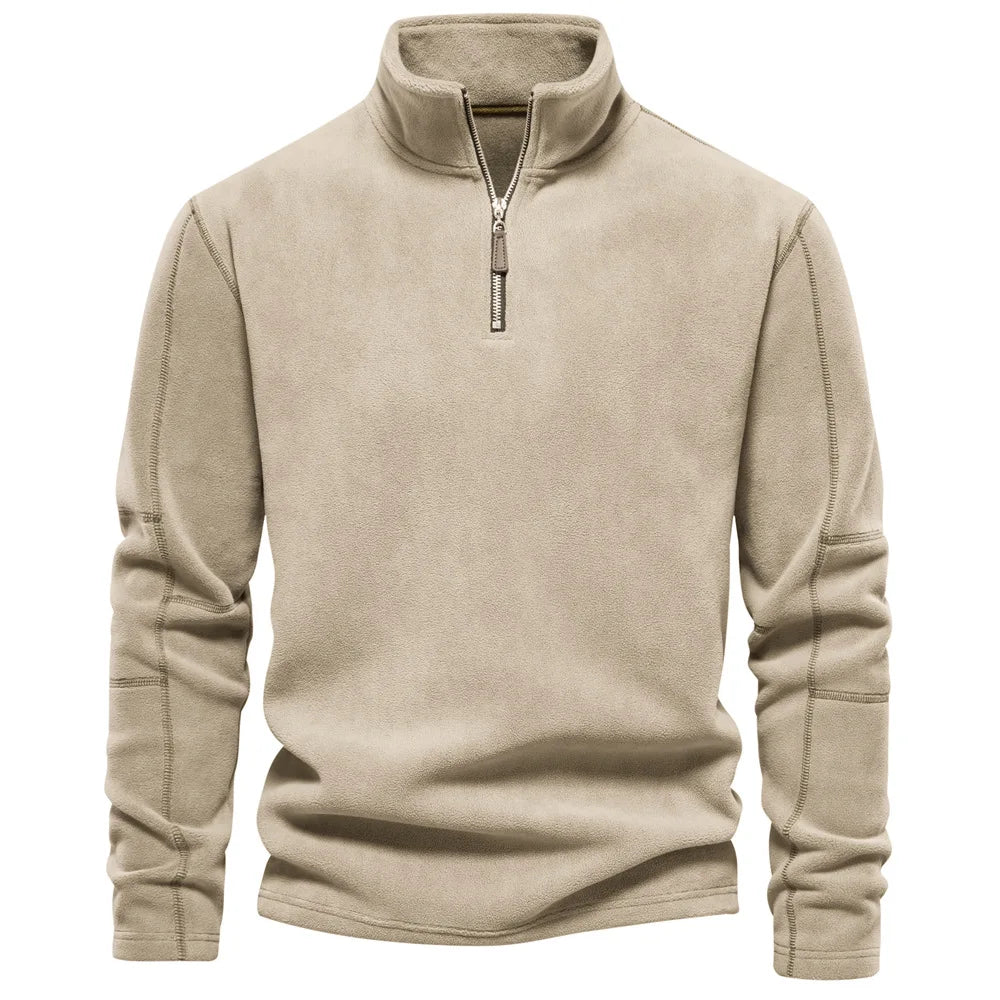 Men Winter Pullover Sweatshirts Fleece Warm Stand-up Collar