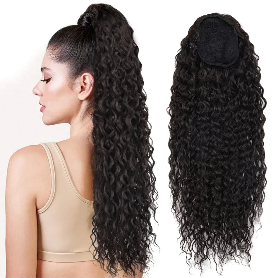 Long Curly Ponytail 80CM Synthetic Drawstring Ponytail Extensions