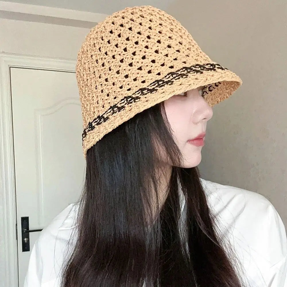 Fisherman's Hat Summer Fashion Ladies Paper Straw Bucket