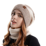 Women Knitted Scarf Soft Fleece Lined Hat Scarf