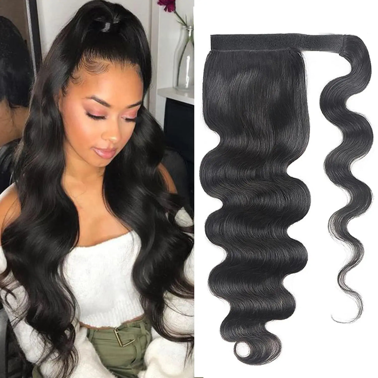 Body Wave Ponytail Human Hair Extension 120g Wrap