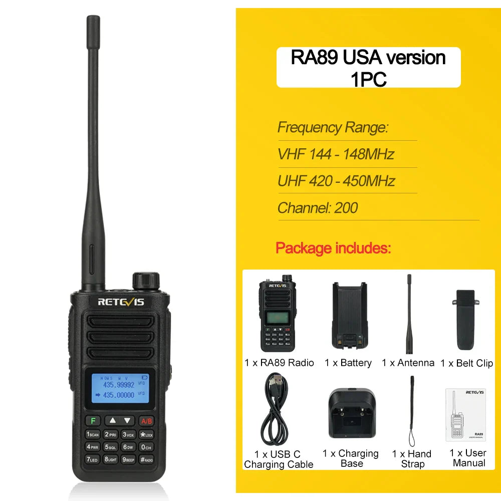Retevis RA89 Walkie Talkie USB C Charge IP68