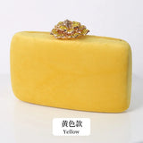 New Winter Velvet Clutch Bag Diamond Flower Lock