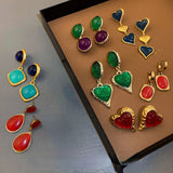 Water Drop Circle Earings Temperament Retro Heart Round