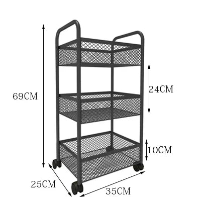 Food Trailer Trolley Rolling Cart Organizer Metal Vegetable