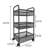 Food Trailer Trolley Rolling Cart Organizer Metal Vegetable