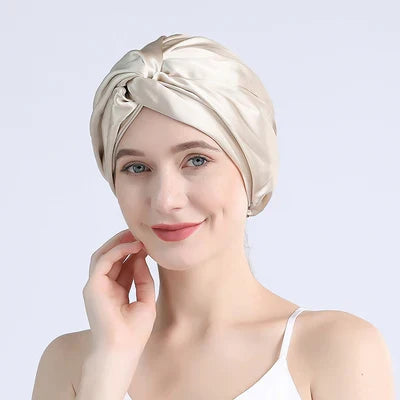 100 Mulberry Silk Turban Bonnets For Women Twisted