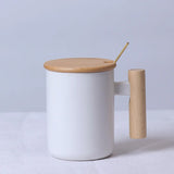 Nordic Wooden Handle Ceramic Porcelain Mug Coffee Cups