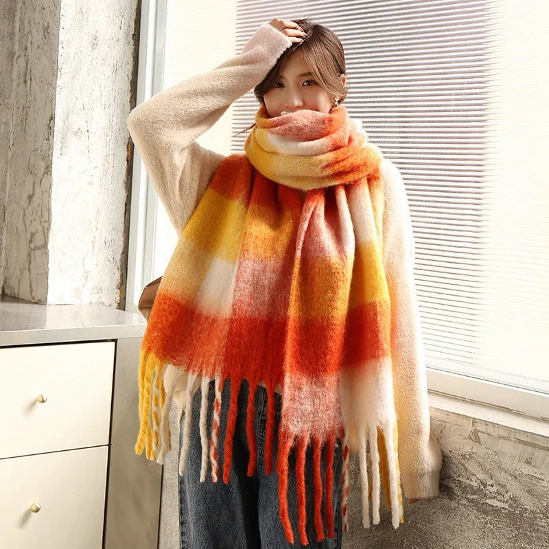 2023 New Winter Cashmere Scarf Women Design Warm