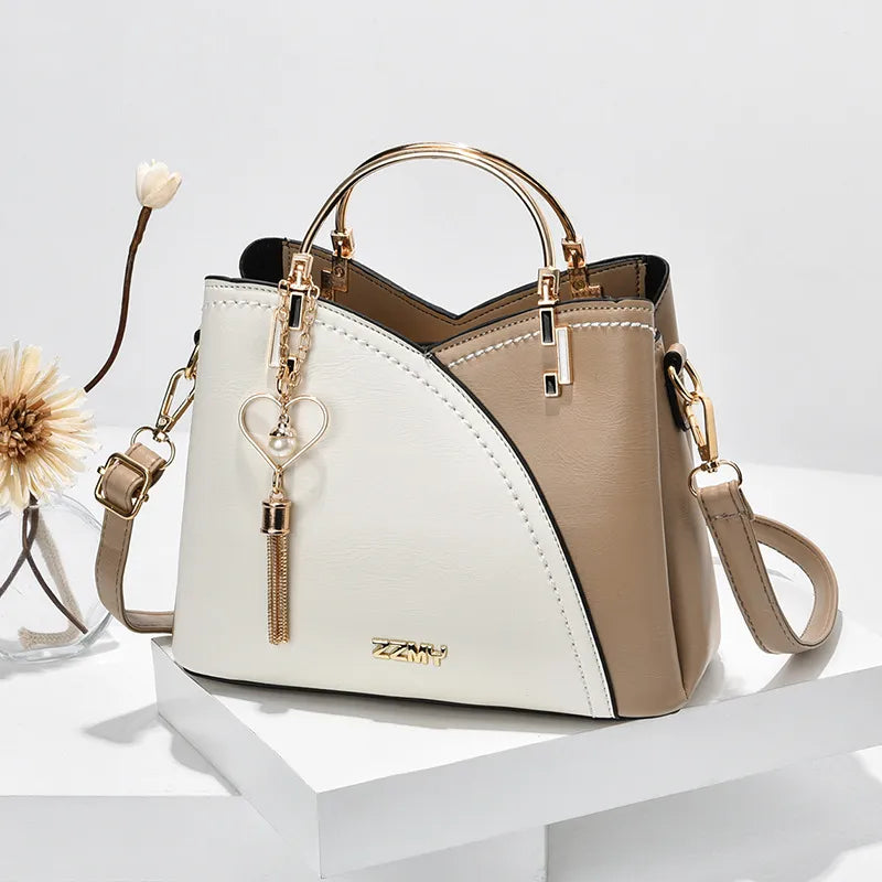 Newposs PU Leather Large Capacity Woman Handbag Grid