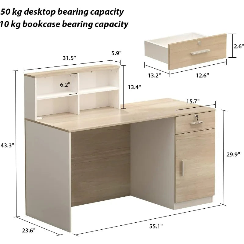 AIEGLE Reception Desk with Counter & Lockable Srotage