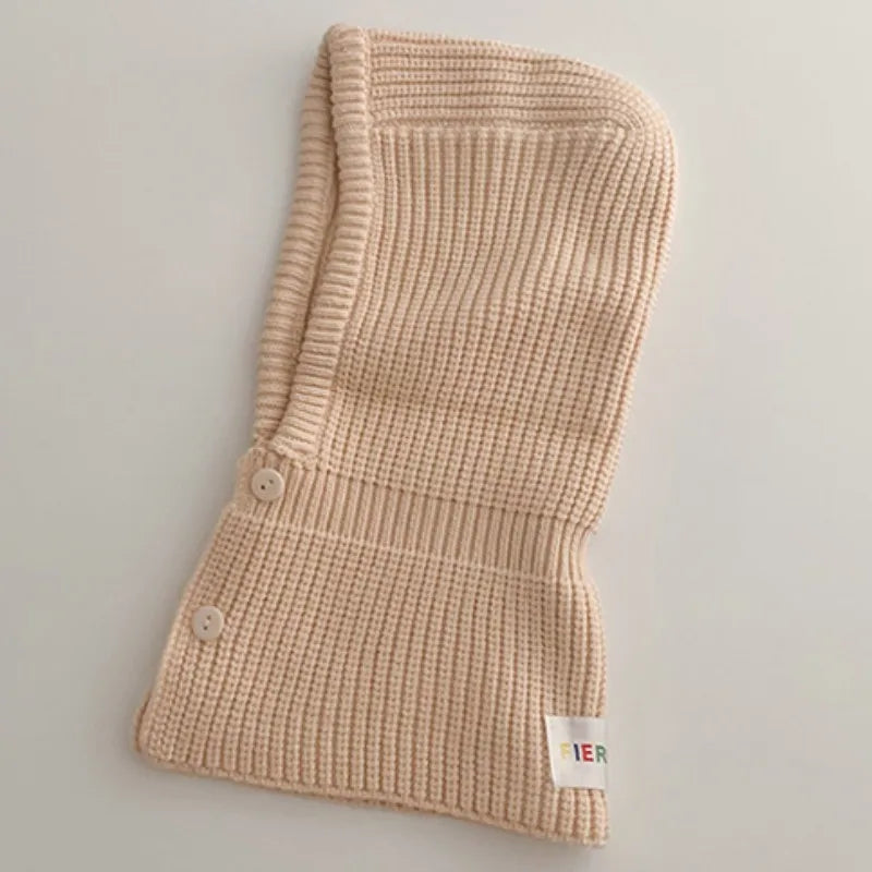 Baby Knitted One-piece Cap Scarf Solid Color Warm