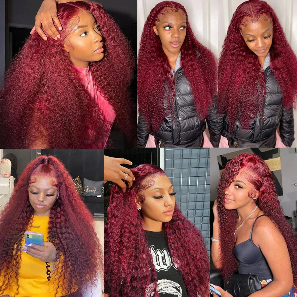 Water Wave Burgundy 13x6 Hd Lace Frontal Human