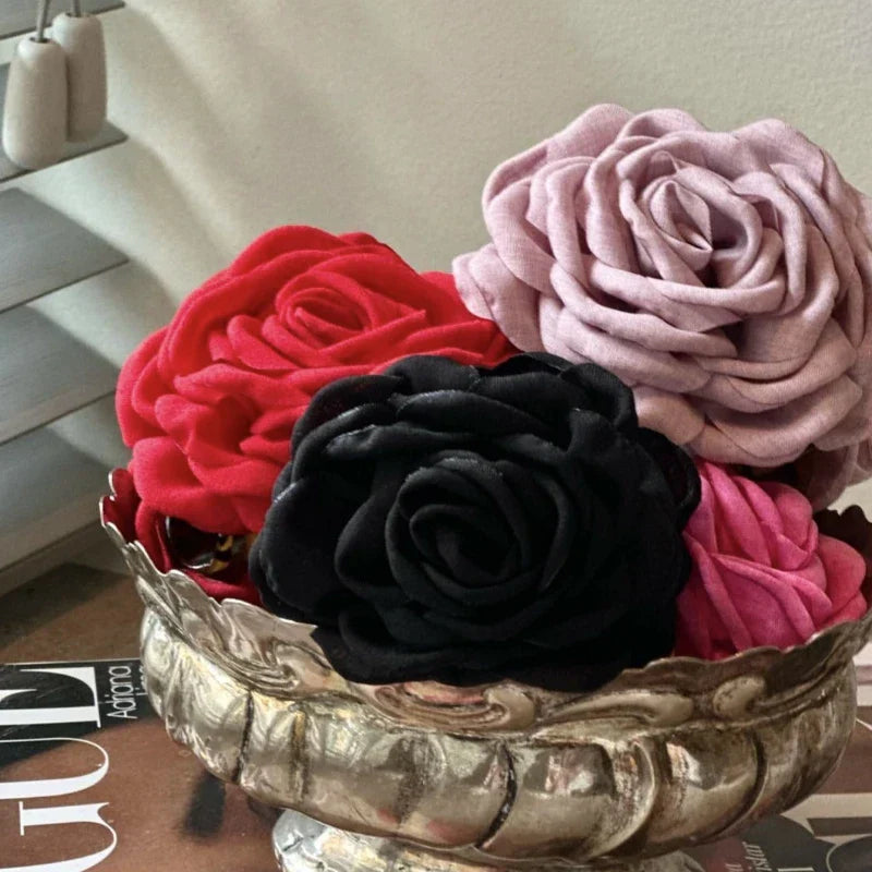 Fabric Rose Flower Crab Hair Clip Ins Popular