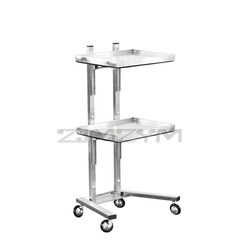 Hairdressing stainless steel cart Japanese two-layer folding beauty