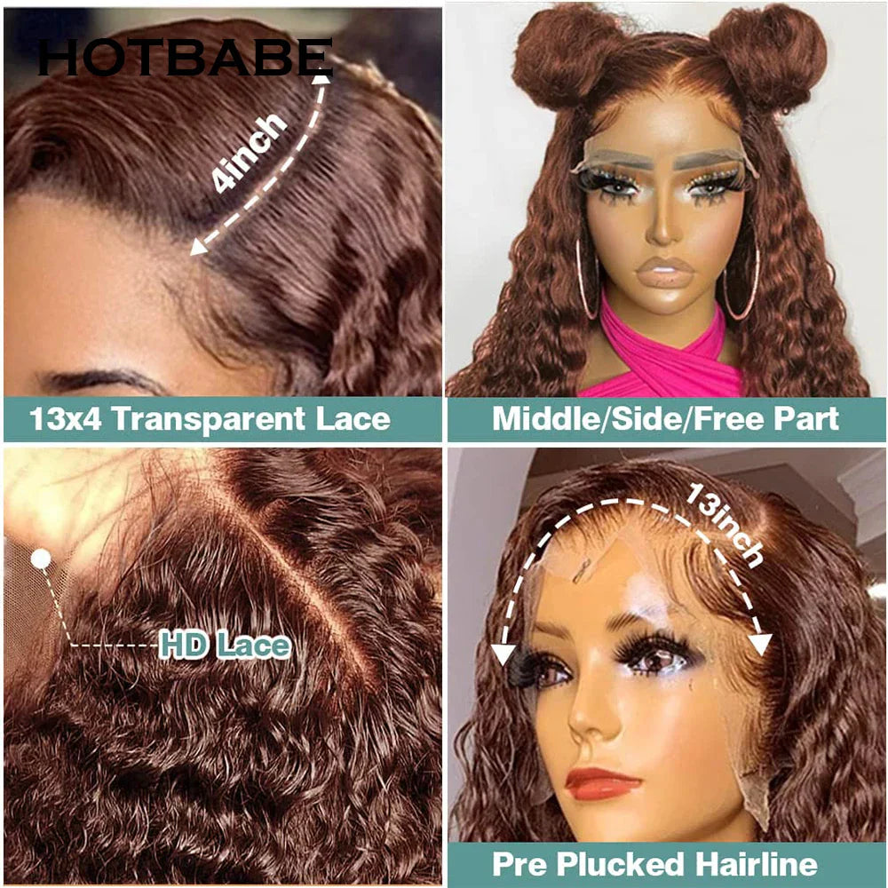 Brown Color Curly 13x4 HD Lace Frontal Wig