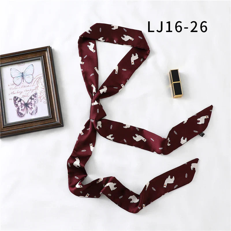 Long Silk Skinny Scarf Women Neck Hair Band