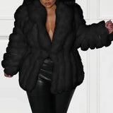 Plus Size Semi Formal Outwear White Faux Fur
