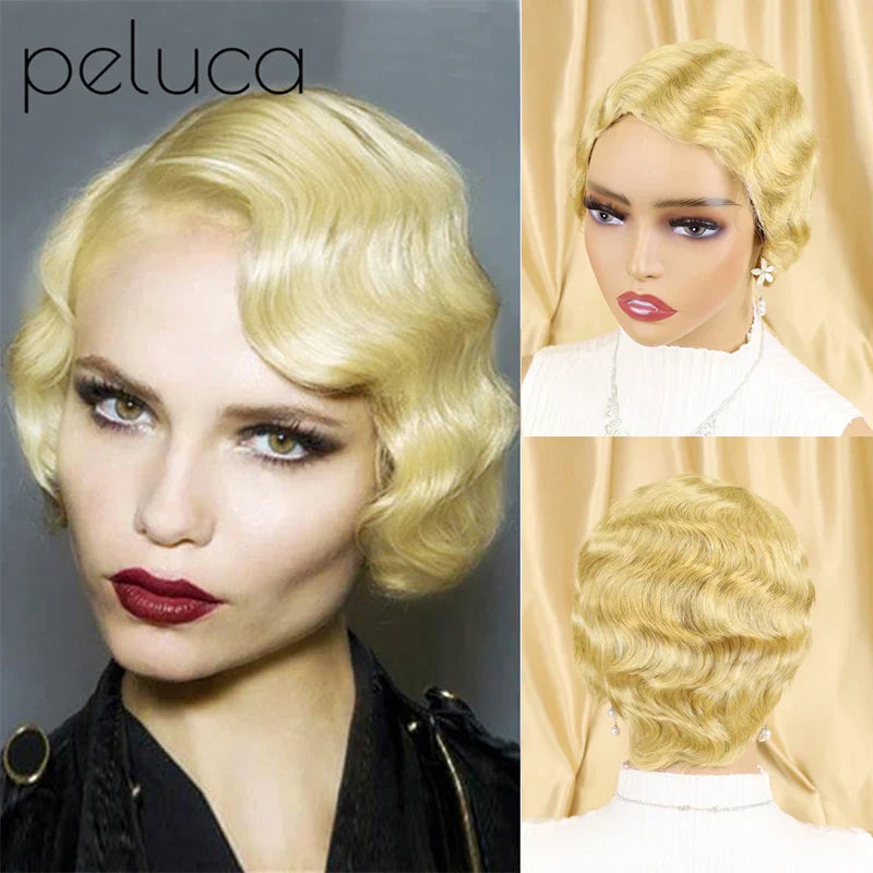 Short Finger Wave Wig Brazilian Human Hair Wig