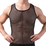 Fishnet Men Sexy Mesh Tank Tops Transparent Sleep