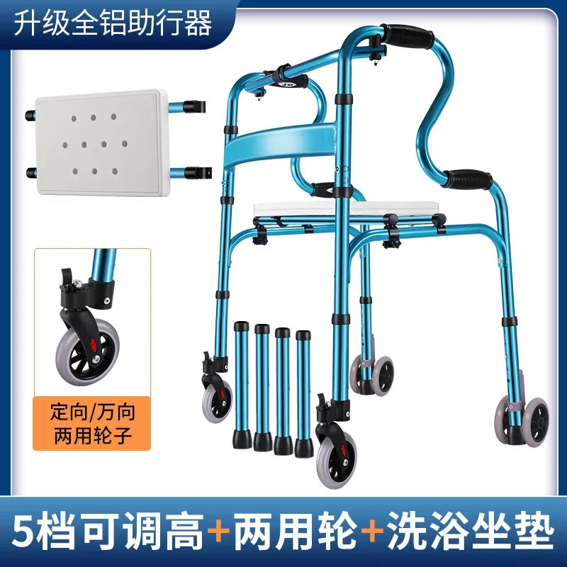 Four-Legged Aluminum Alloy Crutches for Elderly Anti-Skid Mobility