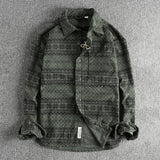 Autumn New American Retro Long-Sleeve Lapel Corduroy Printed