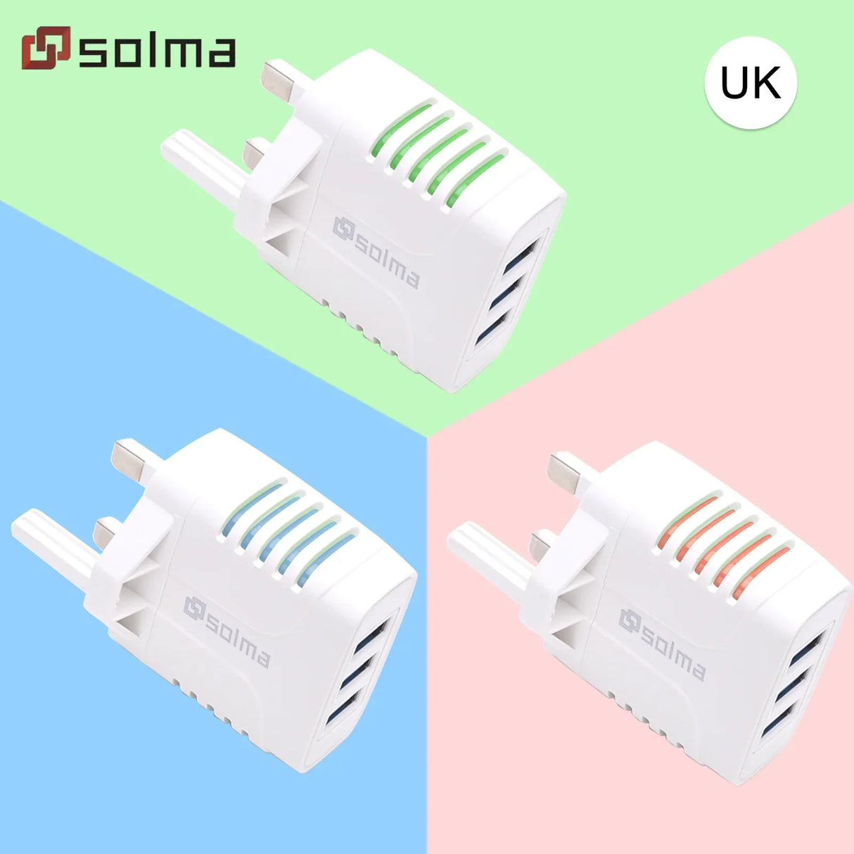 New UK Standard LED Charge Charger 3 ports