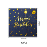 Dark Blue Gold Dot Disposable Tableware Set Paper