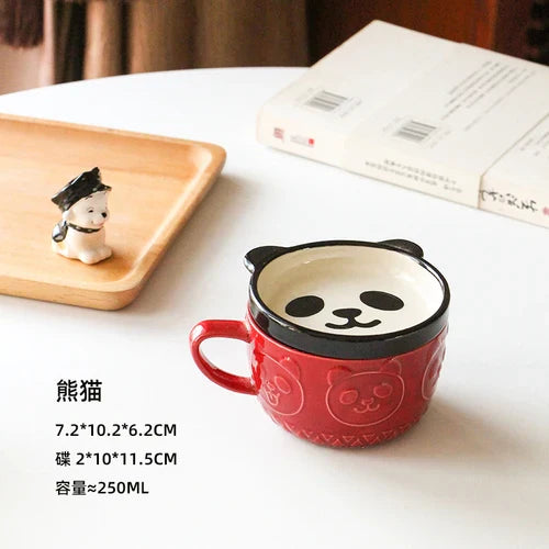 250ML Japanese Shiba Inu Ceramic Coffee Cup Saucer