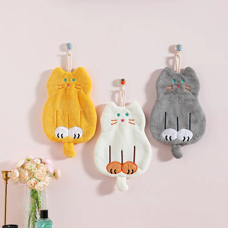 Cute Coral Plush Cat Wipe Towel Microfiber Hand