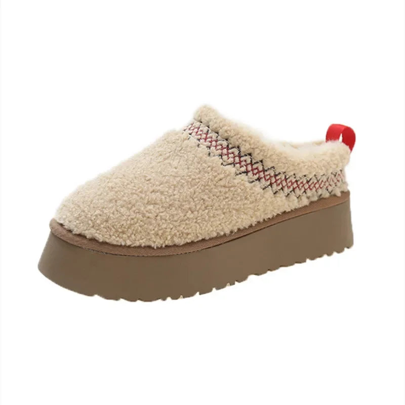 New Warm Fur Ankle Boots Women Flats Platform