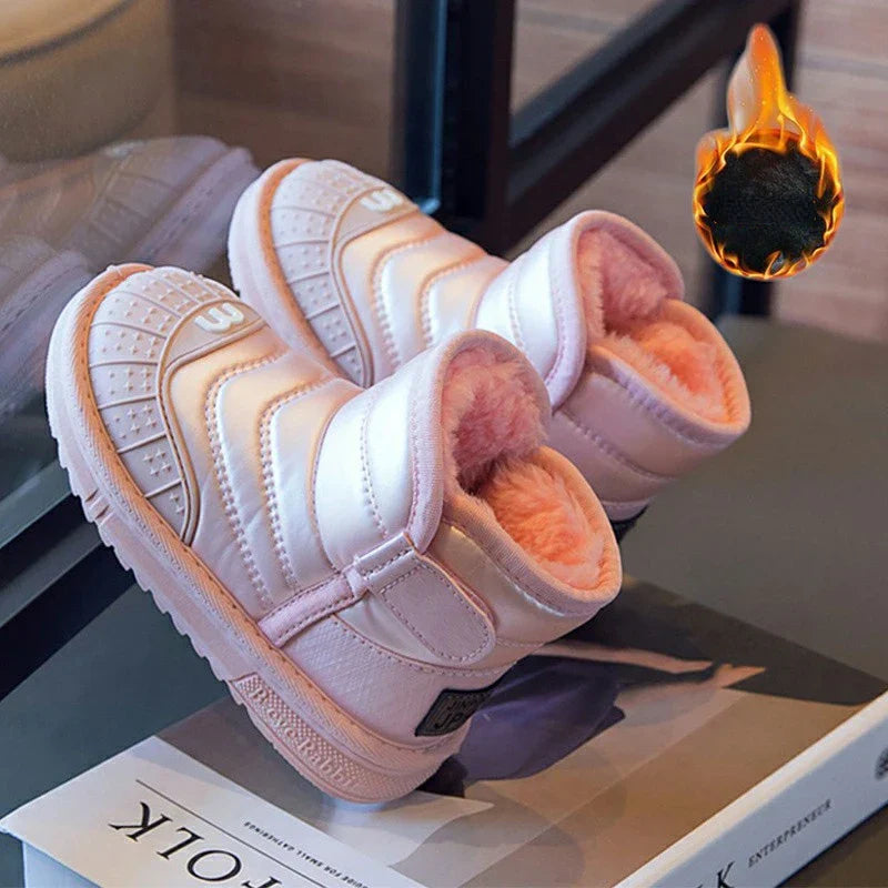 Kids Waterproof Leather Snow Boots 2024 Winter New